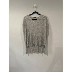 Eileen Fisher Light Gray v-neck Pleated Crinkle Dolman Top Size XS